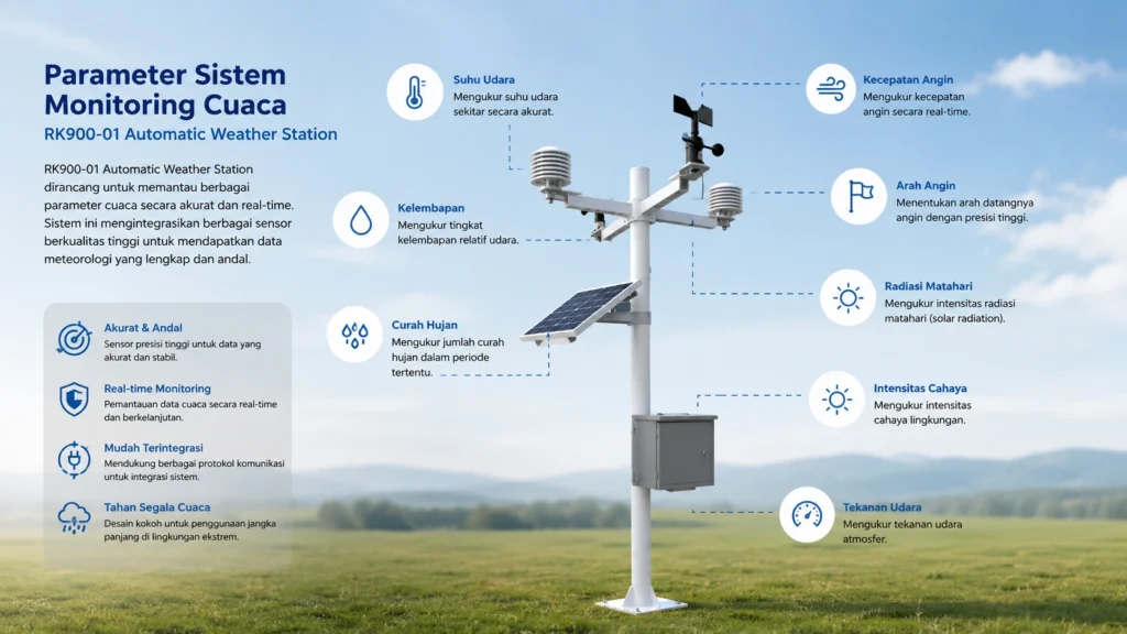 Parameter pengukuran yang ada pada alat RK900-01 Automatic Weather Station