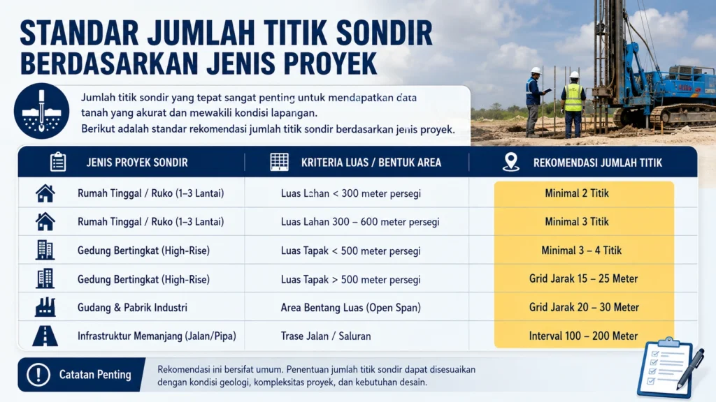 Pedoman Standar Jumlah Titik Sondir Berdasarkan Jenis Proyek