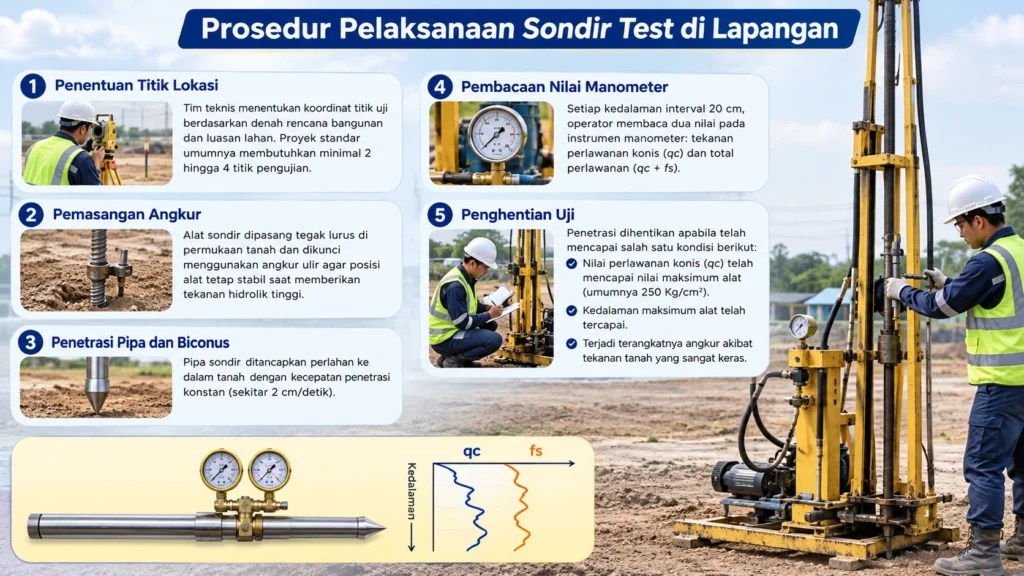 Prosedur Pelaksanaan Sondir Test di Lapangan