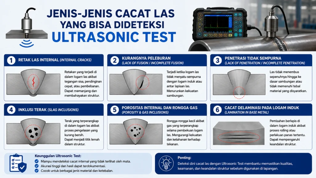 Jenis-Jenis Cacat Las yang Bisa Dideteksi Ultrasonic Test Welding