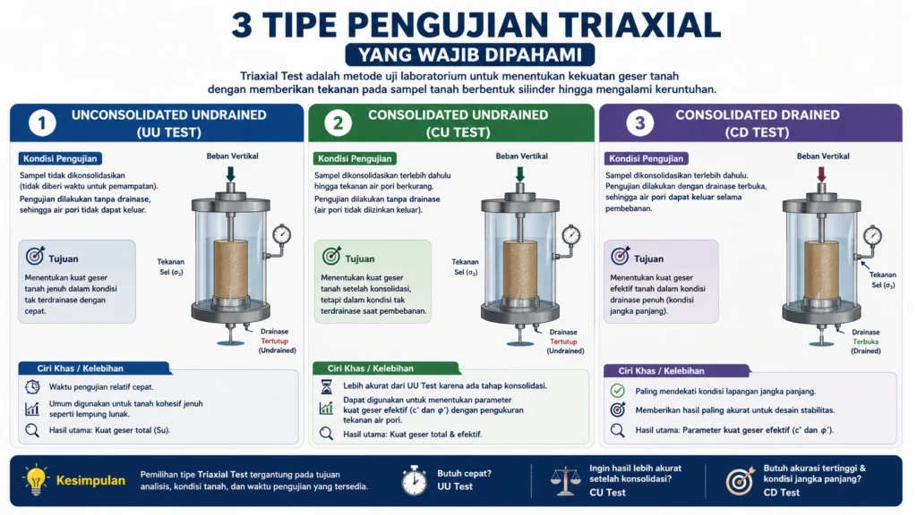 3 Tipe Pengujian Triaxial Compressions Test yang Wajib Dipahami
