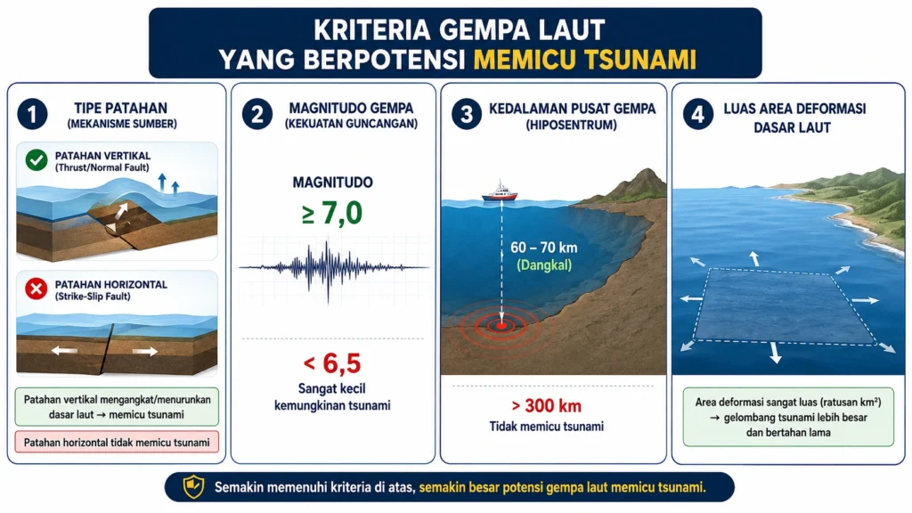 Kriteria Gempa Laut yang Berpotensi Memicu Tsunami