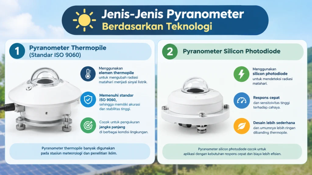 Jenis-Jenis pyranometer sensor berdasarkan teknologi