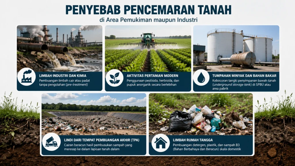 Penyebab Tanah Tercemar yang Paling Sering Terjadi