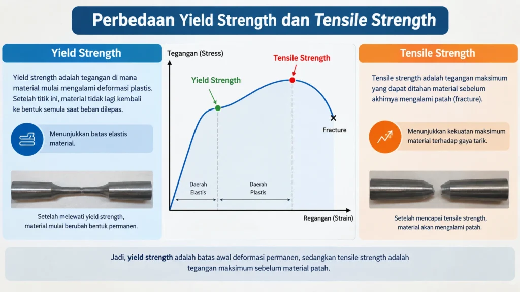 memahami antara perbedaan yield strenght dan tensile strenght