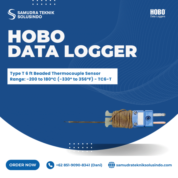 Type T 6 ft Beaded Thermocouple Sensor Range: -200 to 180°C (-330° to 356°F)