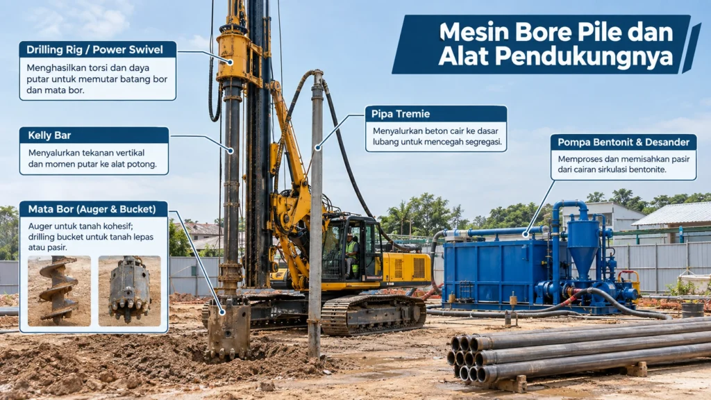 Mengenal Mesin Bore Pile dan Alat Pendukungnya
