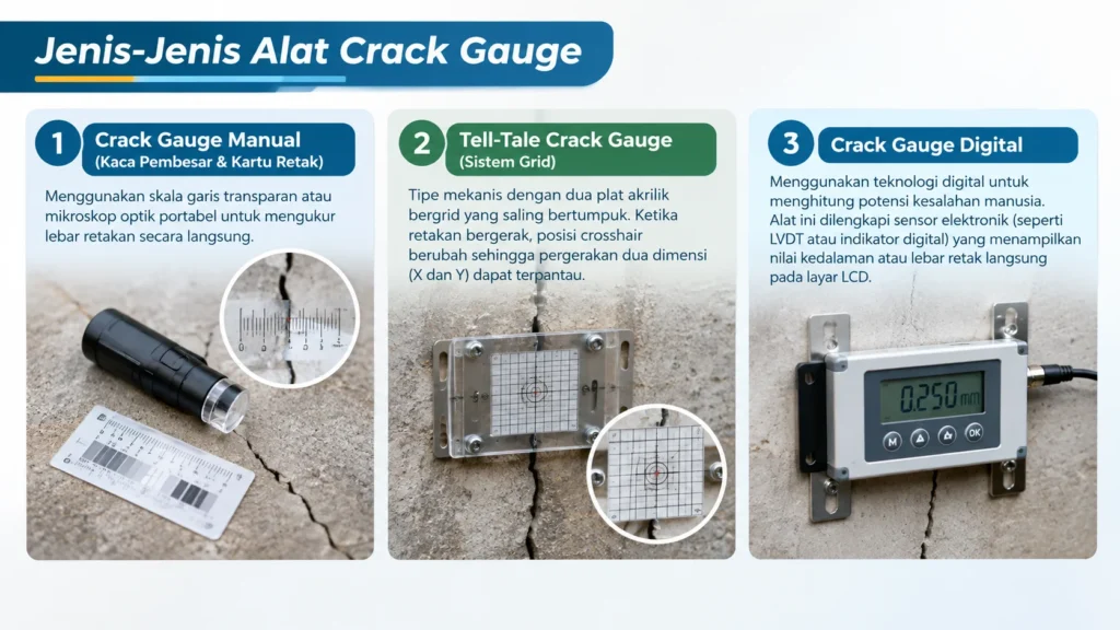 Jenis-Jenis Crack Gauge Berdasarkan Teknologi