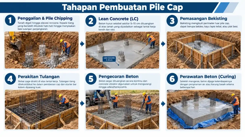 Tahapan Pembuatan Pile Cap di Lapangan