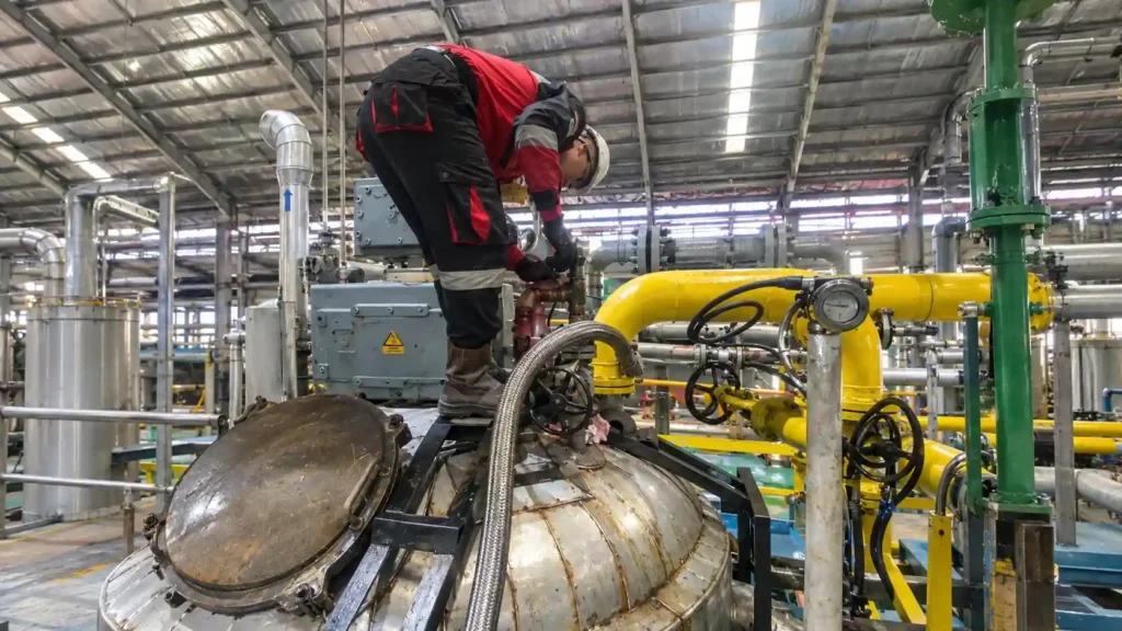 Inspeksi bejana tekan dengan ultrasonic testing pada dinding tangki