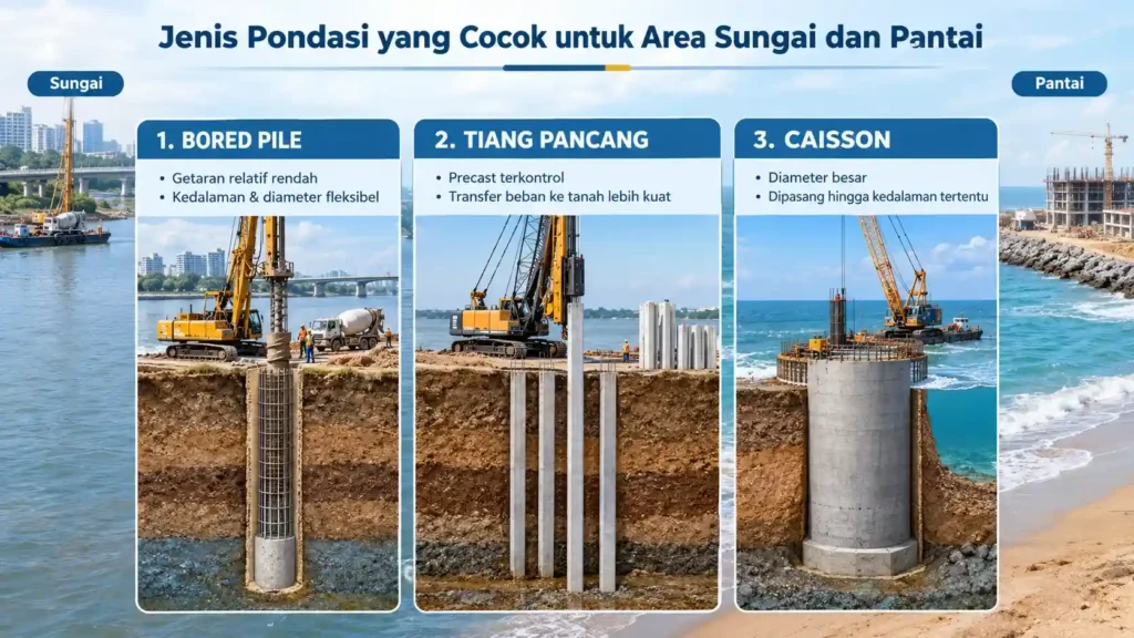 Jenis Pondasi yang Cocok untuk Area Sungai dan Pantai